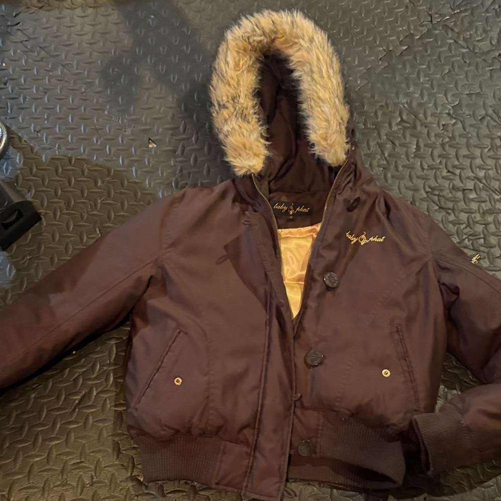 Baby Phat Chocolate Jacket with Fur Hood